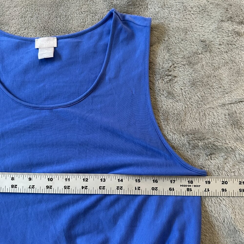 Chico's Blue Maxi Dress 3 XL 16/18 Asymmetrical Long Sleeveless Stretch Knit - Picture 5 of 5
